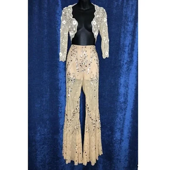 Free People Center Stage Embellished Flare Pants - Picture 4 of 10